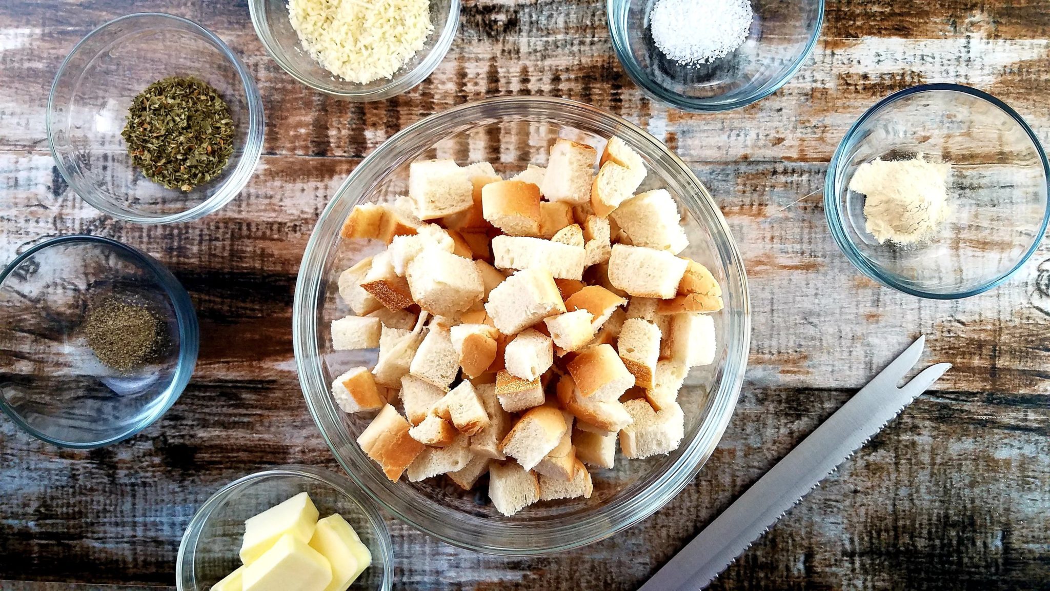 Ingredients for homemade croutons