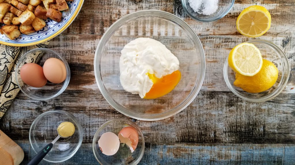 egg yolk and mayo for caesar dressing