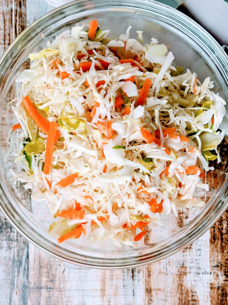 shredded cabbage and carrots